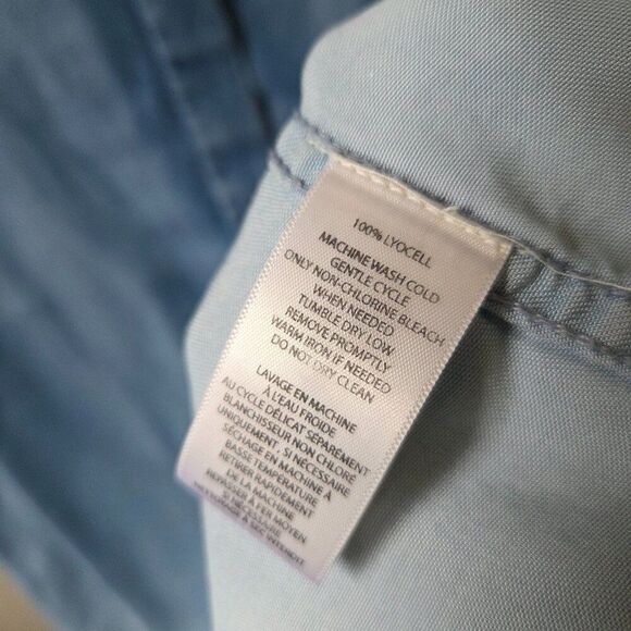 EUC BEACHLUNCHLOUNGE COLLECTION CHAMBRAY SLEEVELESS GRADIENT BUTTONED DRESS SZ L - Picture 13 of 16